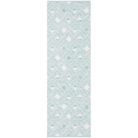 SAFAVIEH Montauk Runner Rug, Aqua and Ivory - 2 ft.-3 in. x 7 ft. MTK614H-27